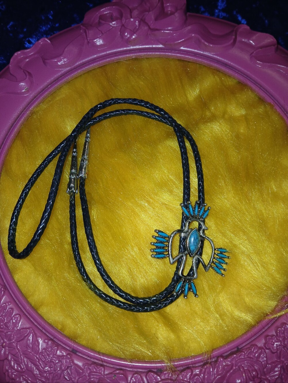 Vintage Southwestern Eagle Bird Bolo Tie – Turquoise Color Stone